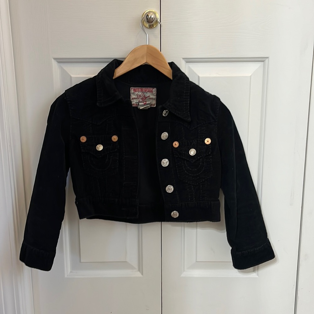 True Religion Black Cropped Corduroy Jacket